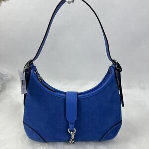 Coach Hamptons Hobo Shoulder Bag In Suede/Mist Blue CY937 + Free Gift Box